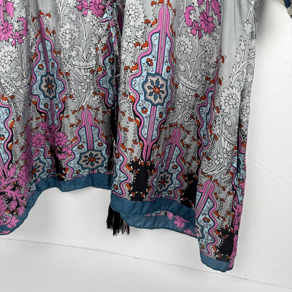 JOHNNY WAS OCARINA Tunic Boho Floral 100% Silk Sz‎ Medium ($178 MSRP) - Picture 4 of 12